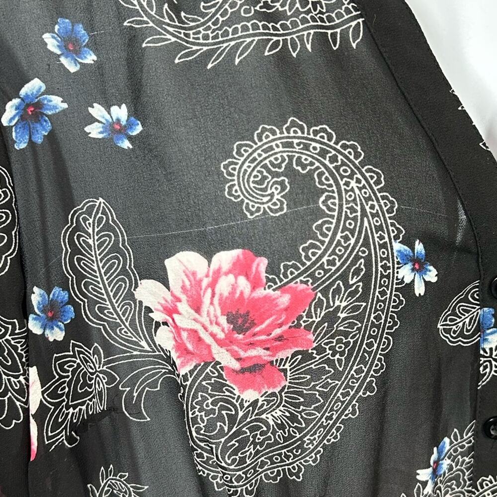 Torrid Black Floral Georgette Sheer Tunic Top High-Low Size 1 - Picture 13 of 15